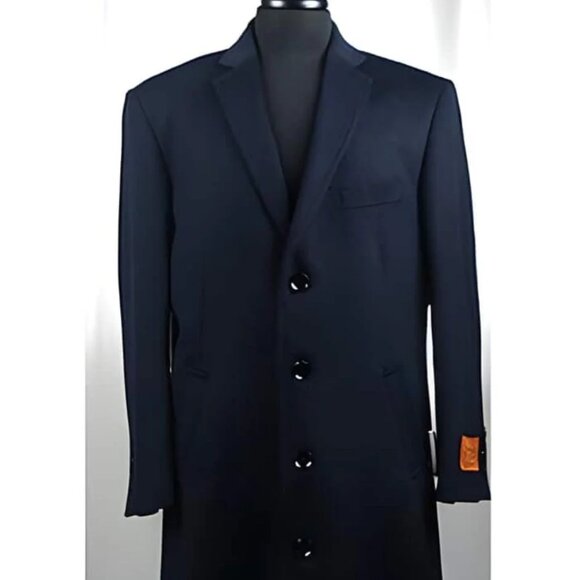 4 Button Wool Blend Navy Blue Bravo Top Overcoat